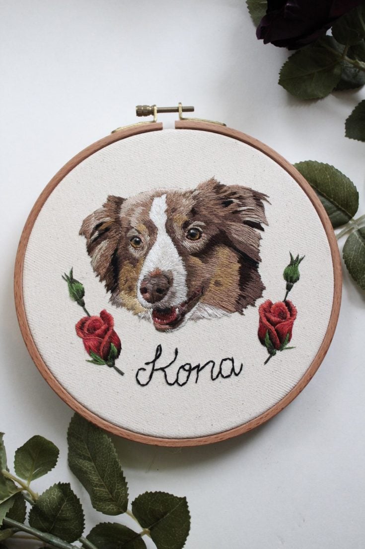 Custom Embroidered Pet Portrait Crewel Ghoul