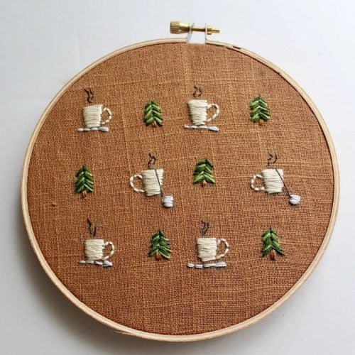 coffee embroidery pattern