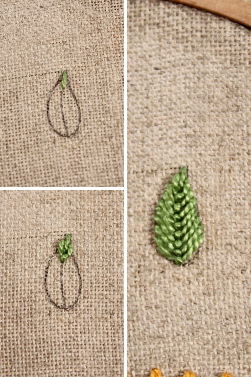 how to make a fly stitch leaf
