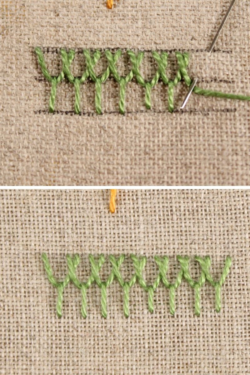 plaited fly stitch