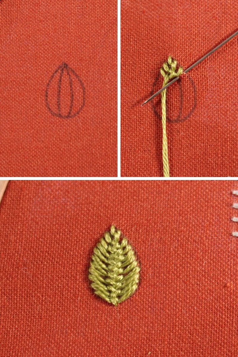 how to make a cretan stitch leaf