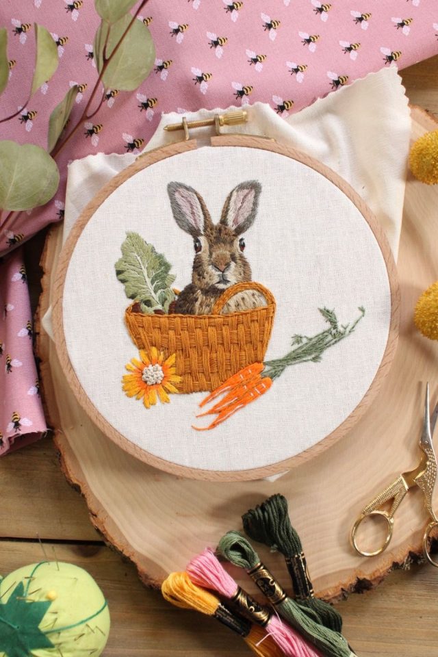 Rainbow Thread Rabbit Garden Rabbit Thread Painting Pattern