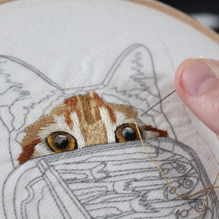 Cat + Sardine Embroidery Pattern - Image 2