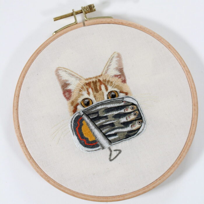 Cat + Sardine Embroidery Pattern - Image 3