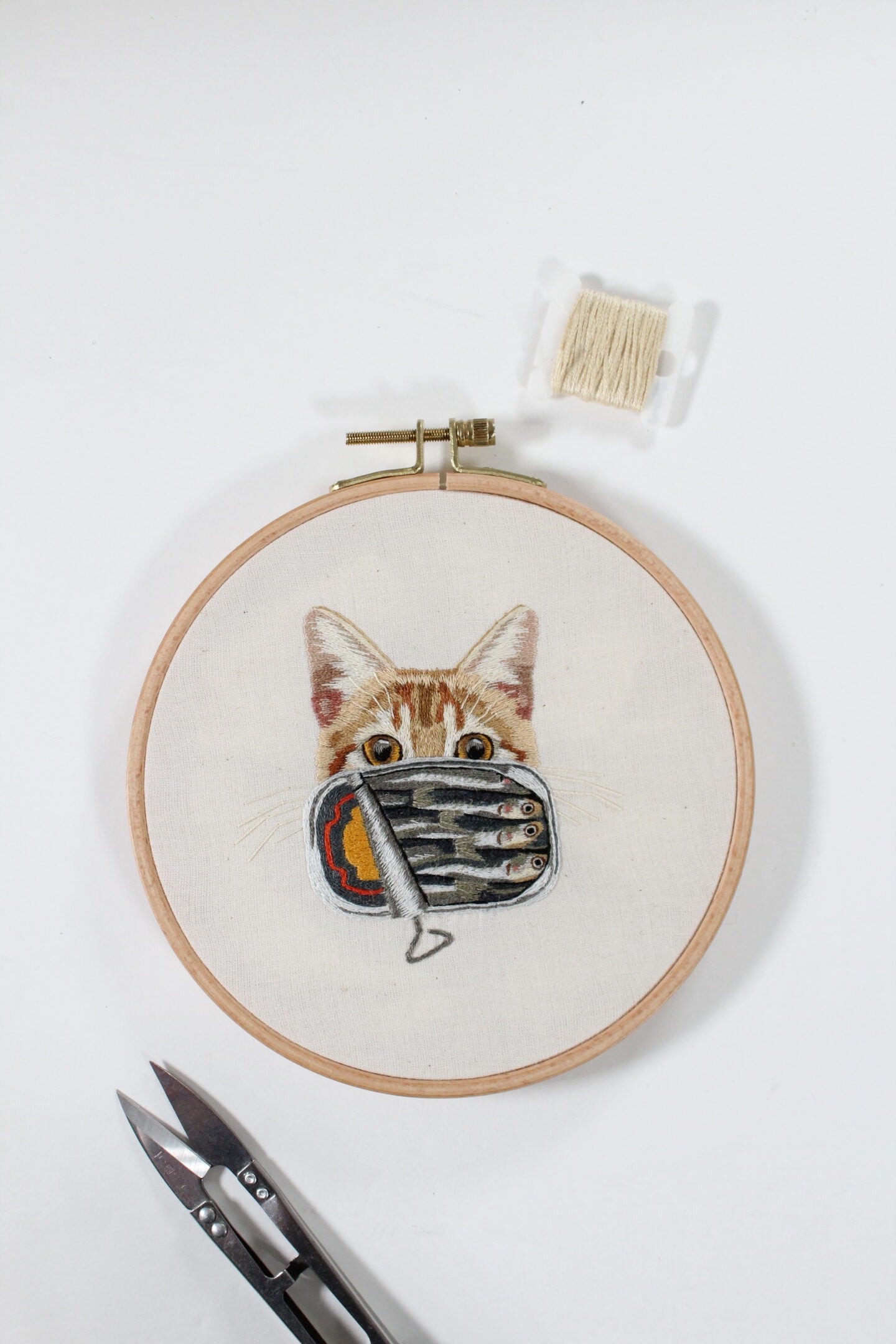 Cat + Sardine Embroidery Pattern