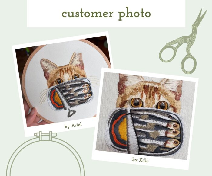 Cat + Sardine Embroidery Pattern - Image 4