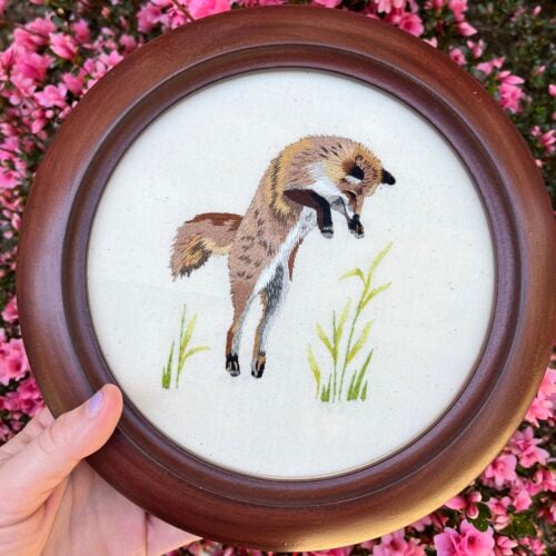 Leaping Fox Embroidery Pattern