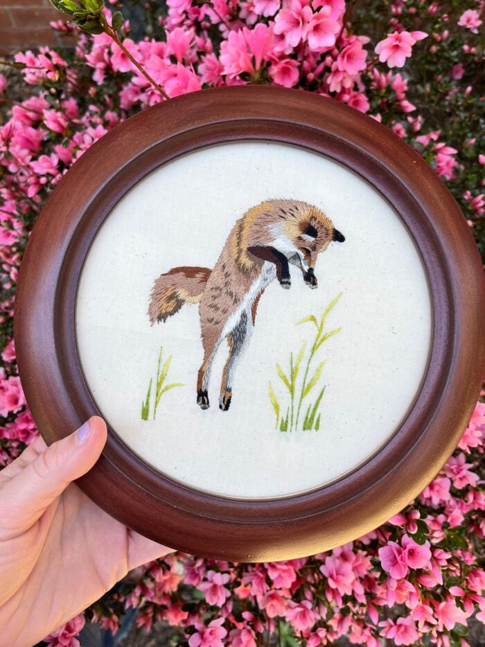 Leaping Fox Embroidery Pattern