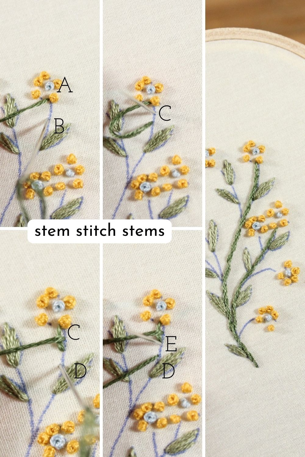 stem stitching along the flower stems