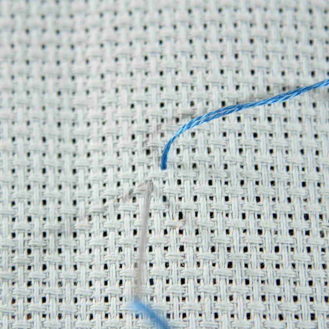 how to do half cross stitch on Aida step 1