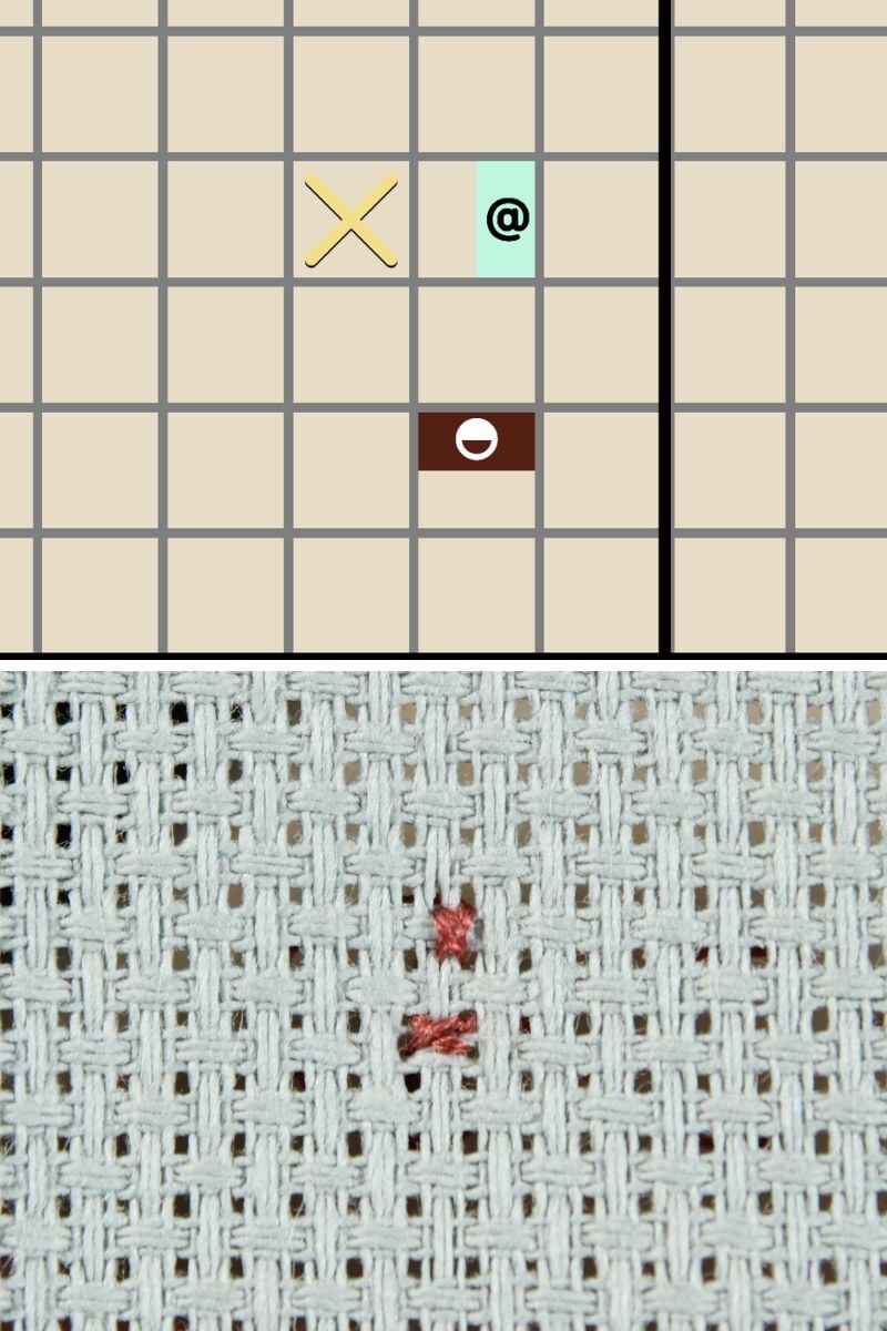 horizontal and vertical half stitch symbols vs stitches