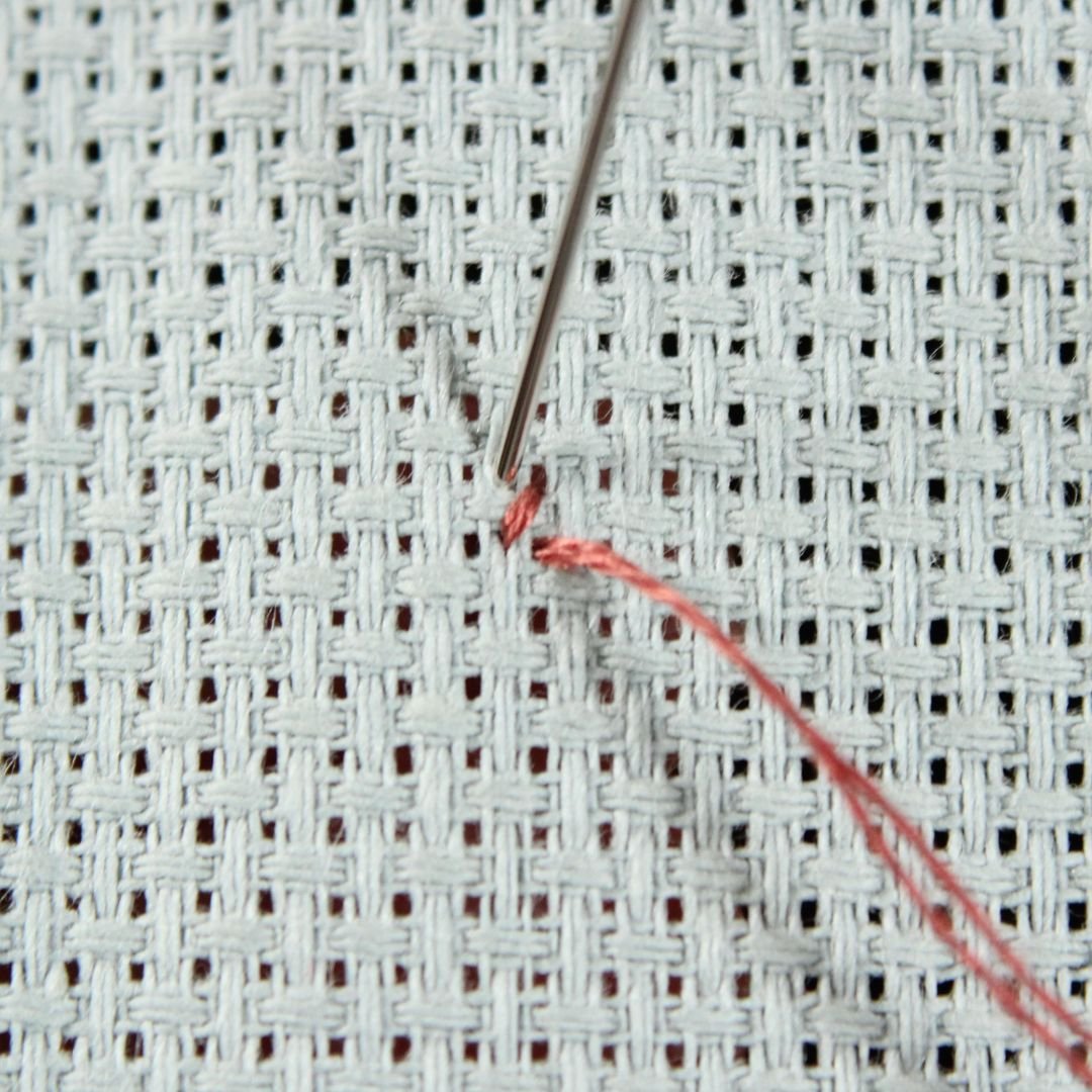 how to make a vertical half stitch step 2