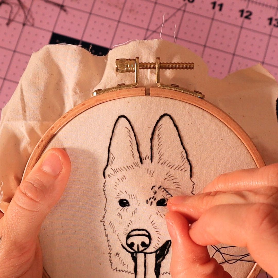 embroidering the fur