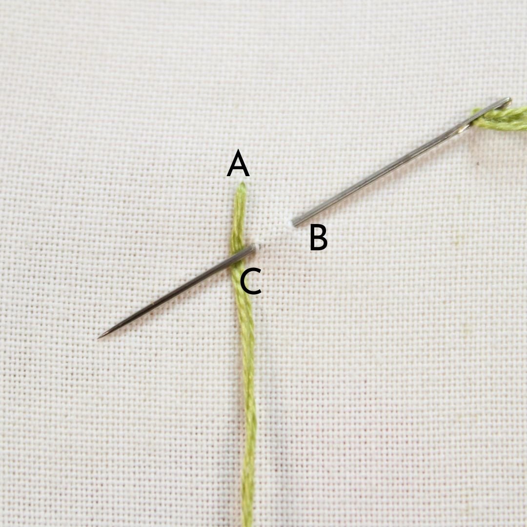 how to do a single feather stitch step 1