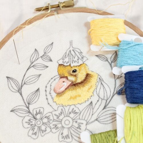 duckling embroidery in progress