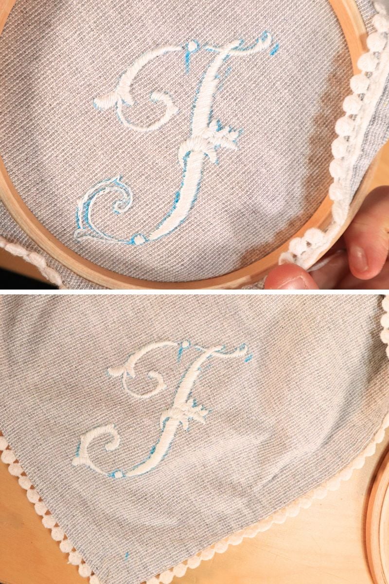 hand embroidered monogram step 6: Finishing the embroidered monogram