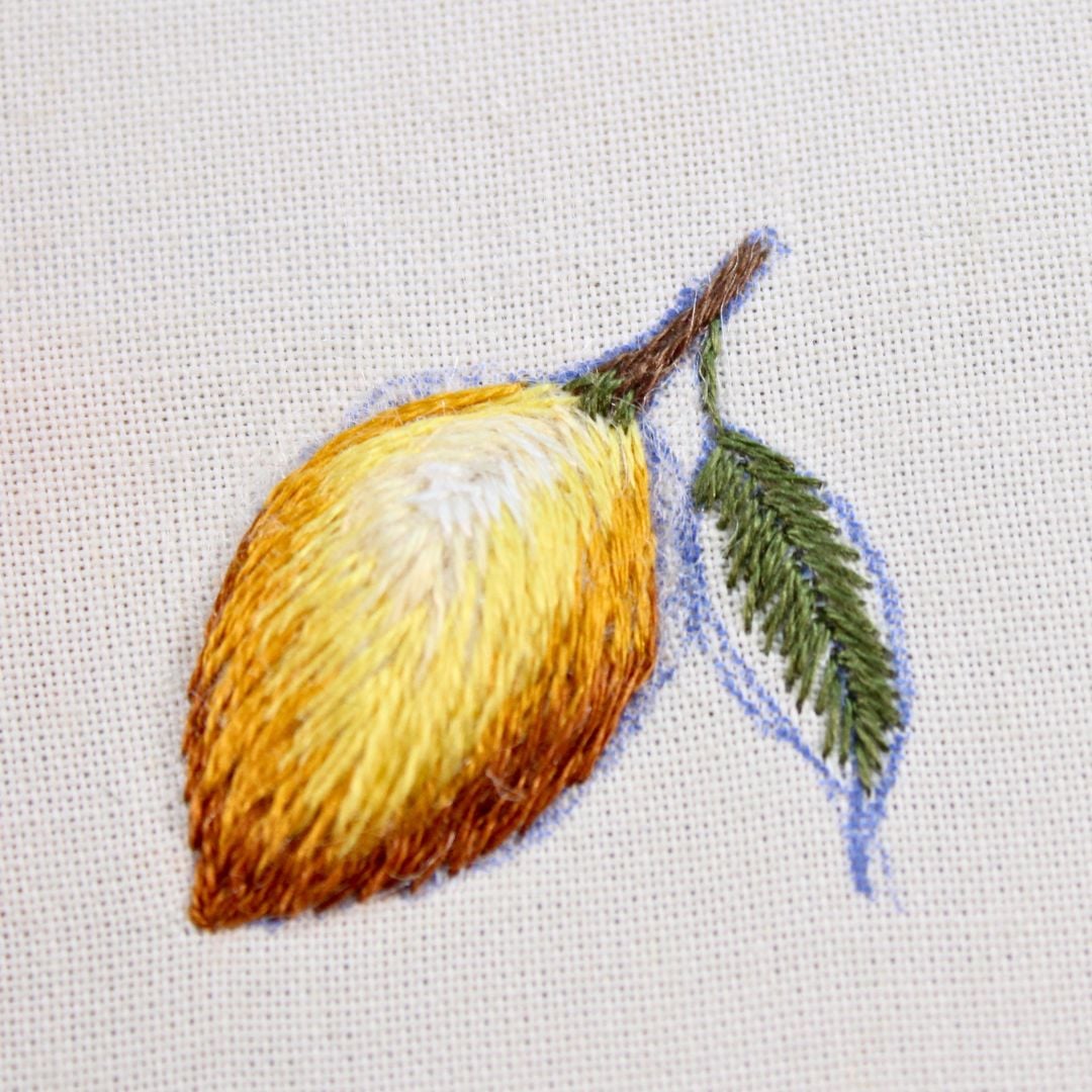 how to thread paint the lemon step 8