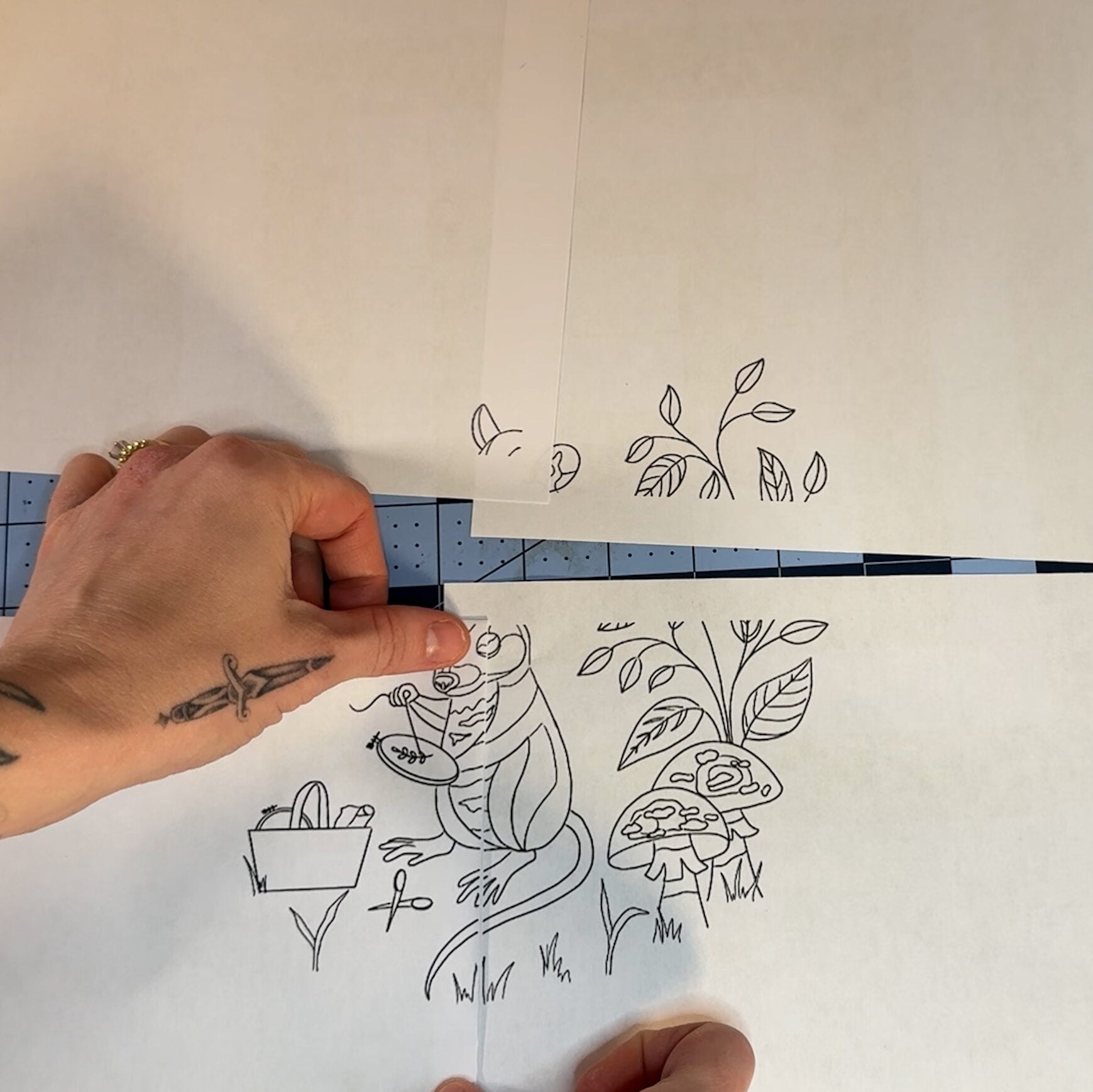 assembling the pieces of paper together