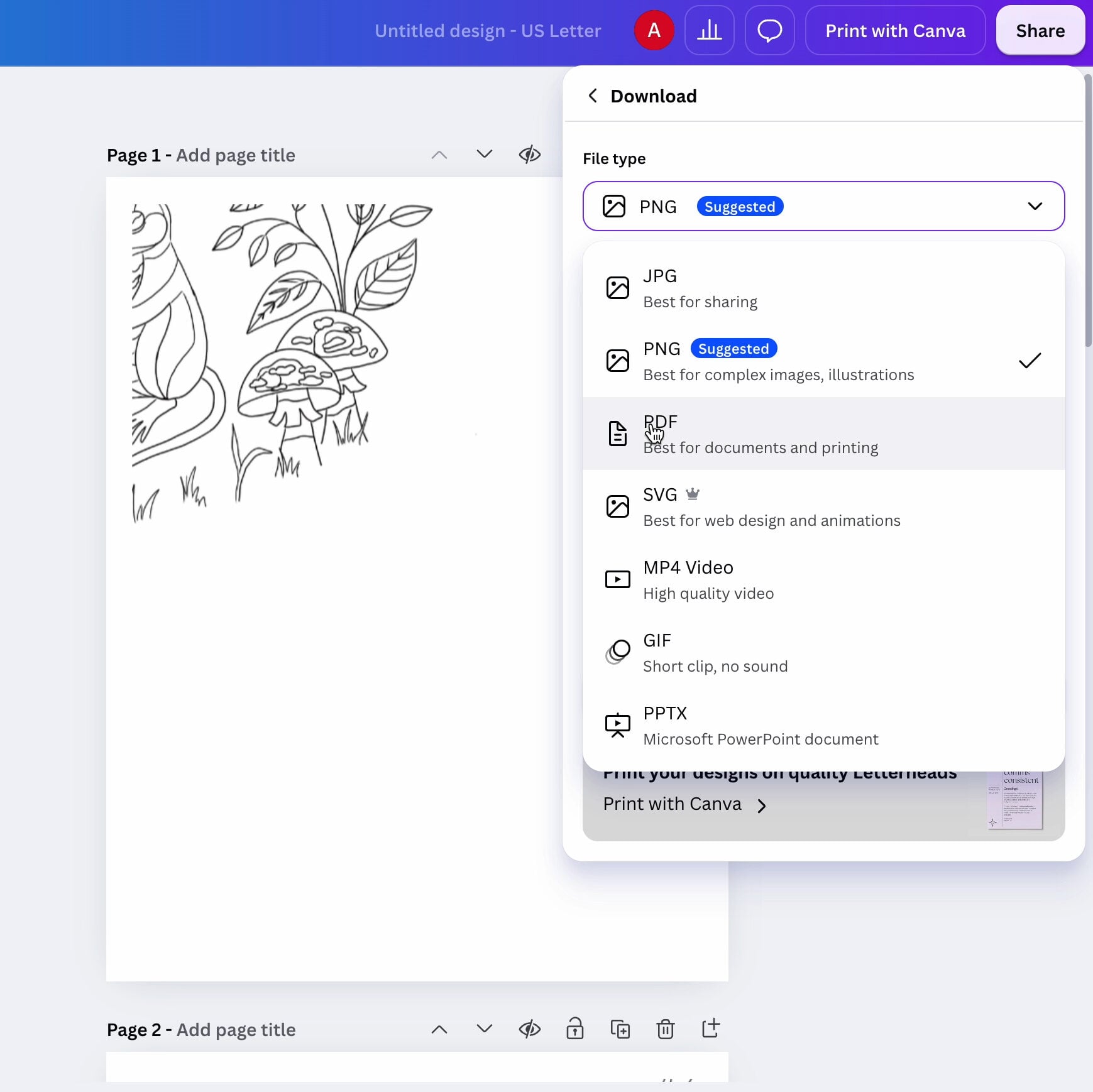exporting the embroidery design as a PDF